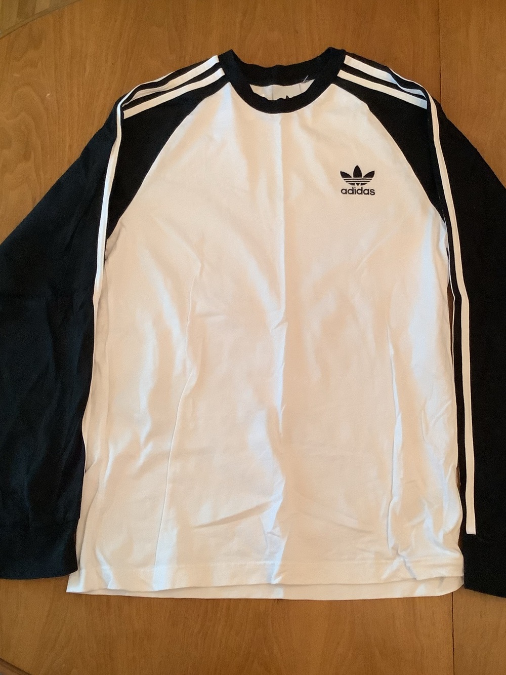 adidas Men's White & Black Long-Sleeve Logo Shirt